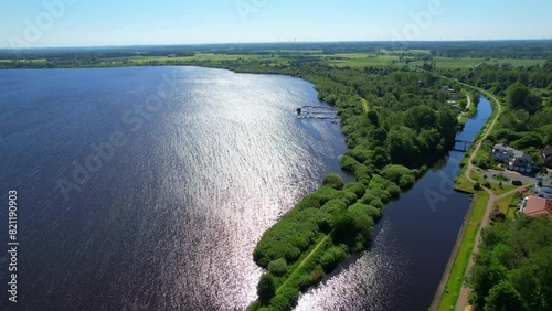 Bederkesaer See - Bad Bederkesa - open air aerial view over the lake and shipping canal photo