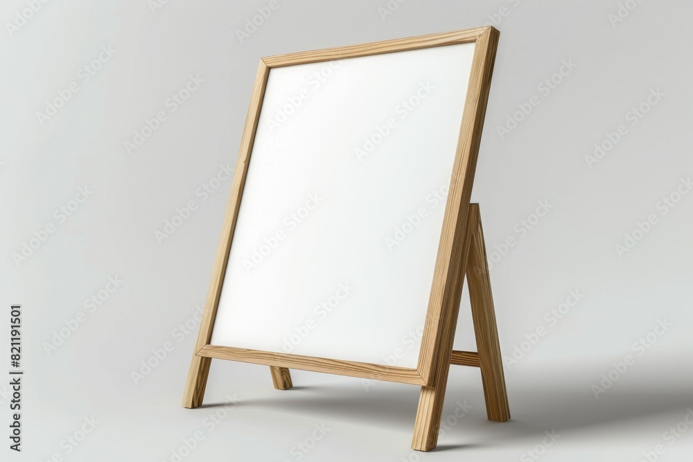 A wooden frame with a white board inside, mockup A wooden frame with a white board inside, mockup
