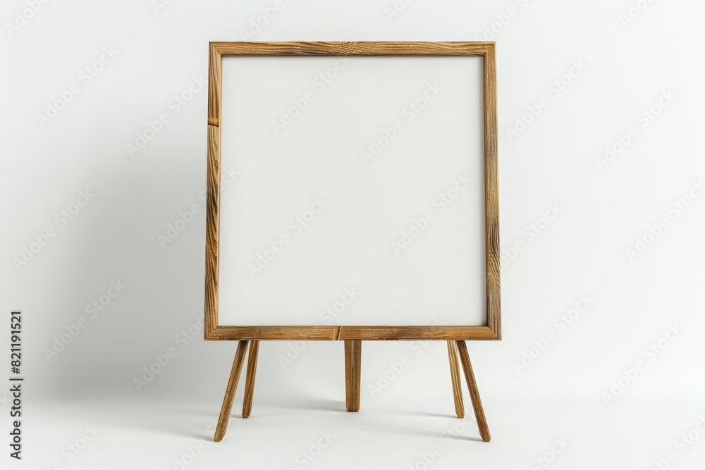 A wooden frame with a white background, mockup A wooden frame with a white background, mockup