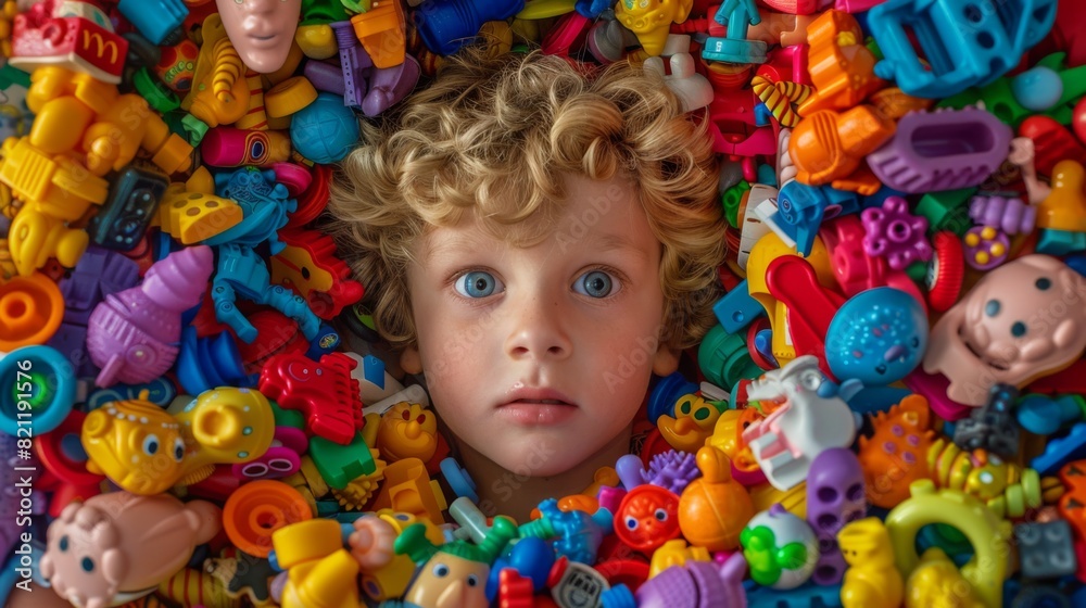 A Child Among Colorful Toys A Child Among Colorful Toys