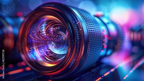 close-up of the lens on a camera