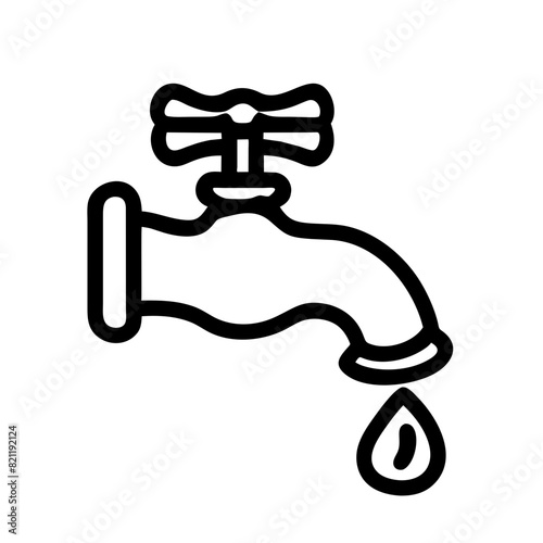Simple black and white vector image of dripping tap