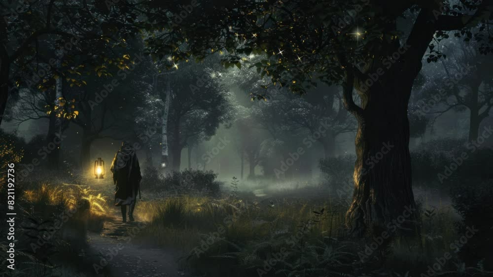 Magical Lantern Walk: Group of People Strolling Through Forest with Lanterns
Magical Lantern Walk: Group of People Strolling Through Forest with Lanterns