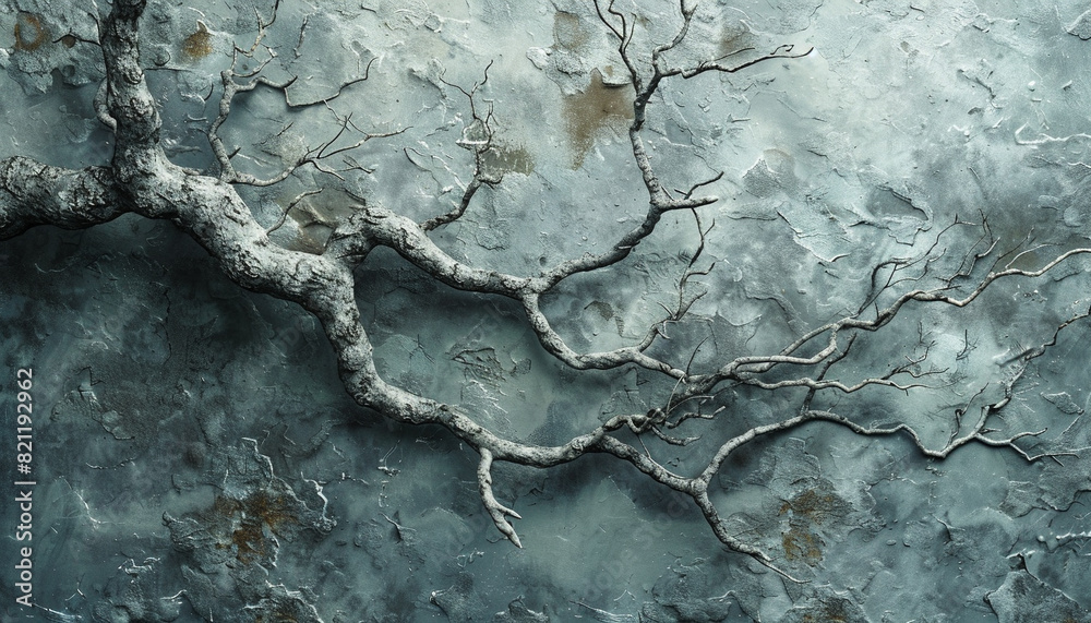 Obraz premium Weathered Tree Branch on Textured Wall
