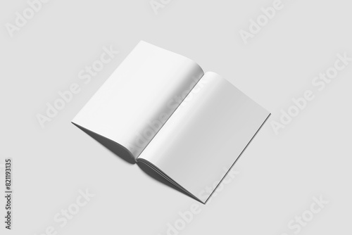 Blank opened magazine mockup high-angle view