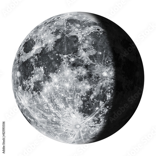 Waning Gibbous Moon Phase Isolated on Transparent Background
