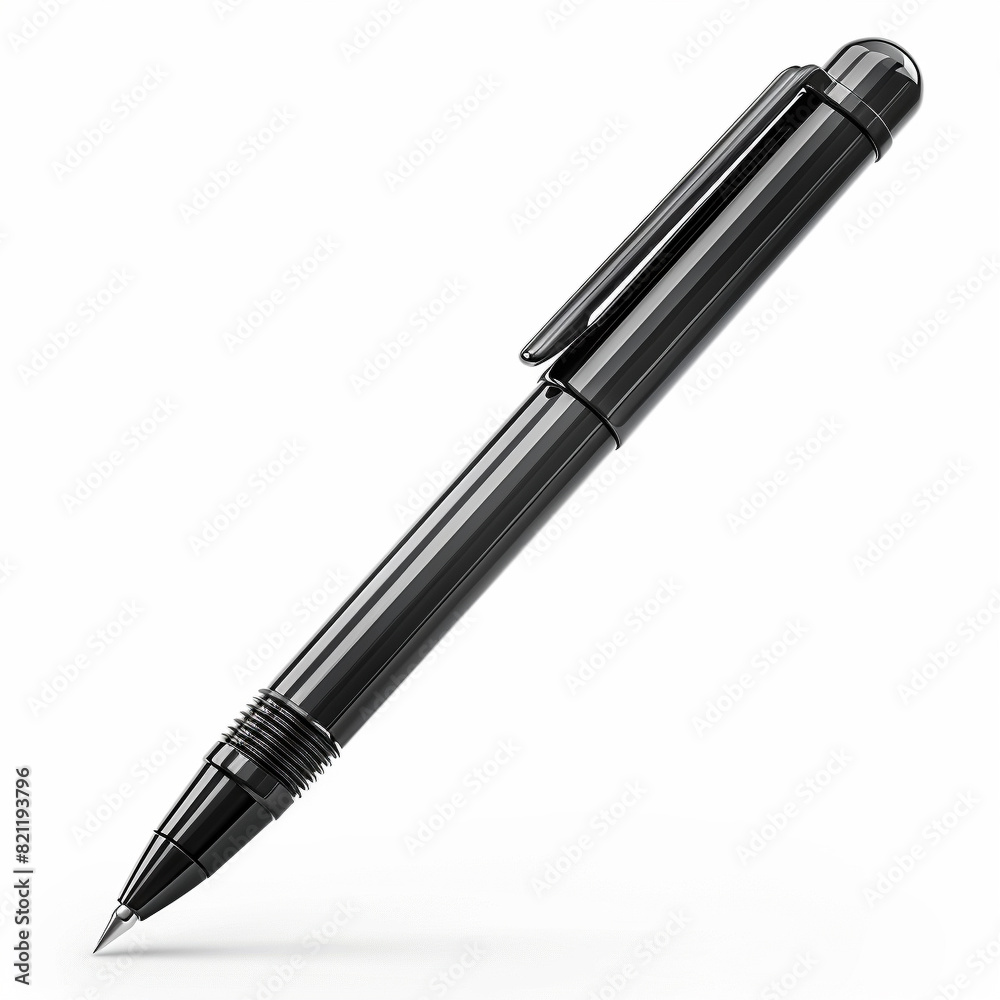 Sleek black pen isolated on white background. Perfect for writing, signing documents, and professional use. High quality and elegant design. Sleek black pen isolated on white background. Perfect for writing, signing documents, and professional use. High quality and elegant design.