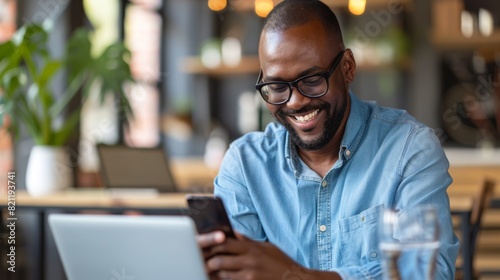 Man Enjoying Time at Café photo