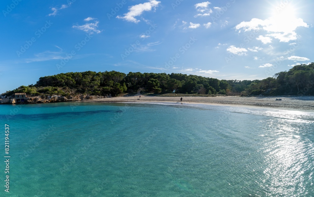 view of the picturesque beach in the Parc Natural de Mondrago in southeastern Mallorca near Santanyi view of the picturesque beach in the Parc Natural de Mondrago in southeastern Mallorca near Santanyi