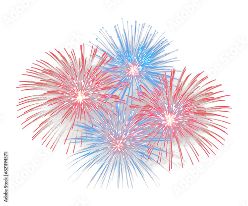 Red And Blue Fireworks Depicting America Isolated on Transparent Background
