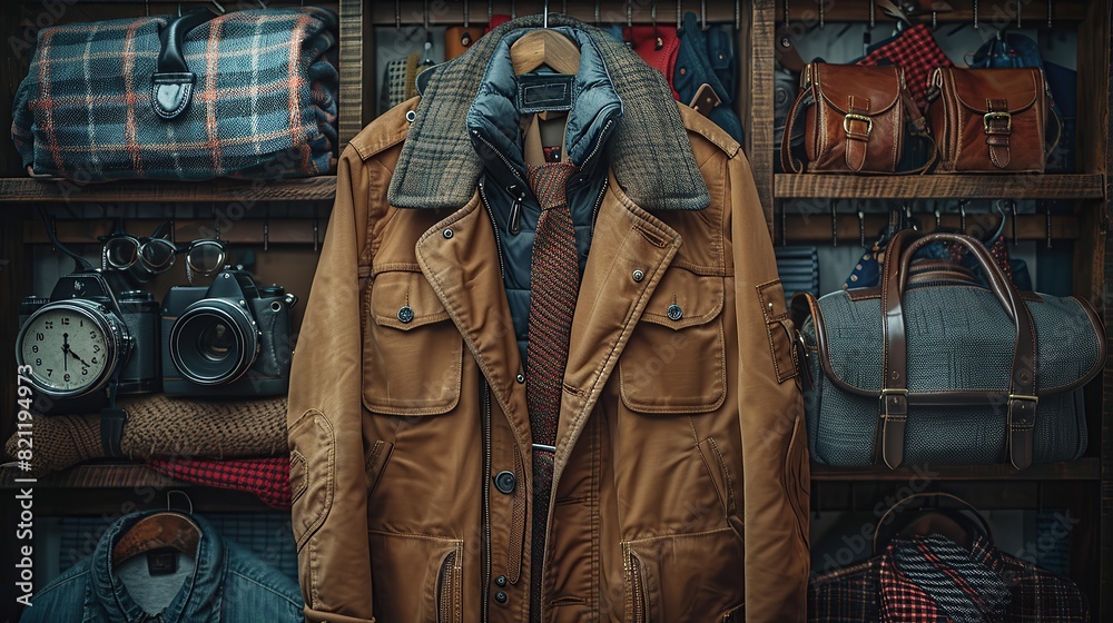 Fototapeta premium premium men's equipment, ties, chest pockets on jackets