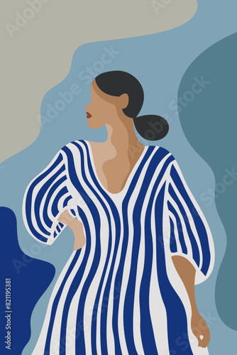 Contemporary Striped Women Art Illustration Background