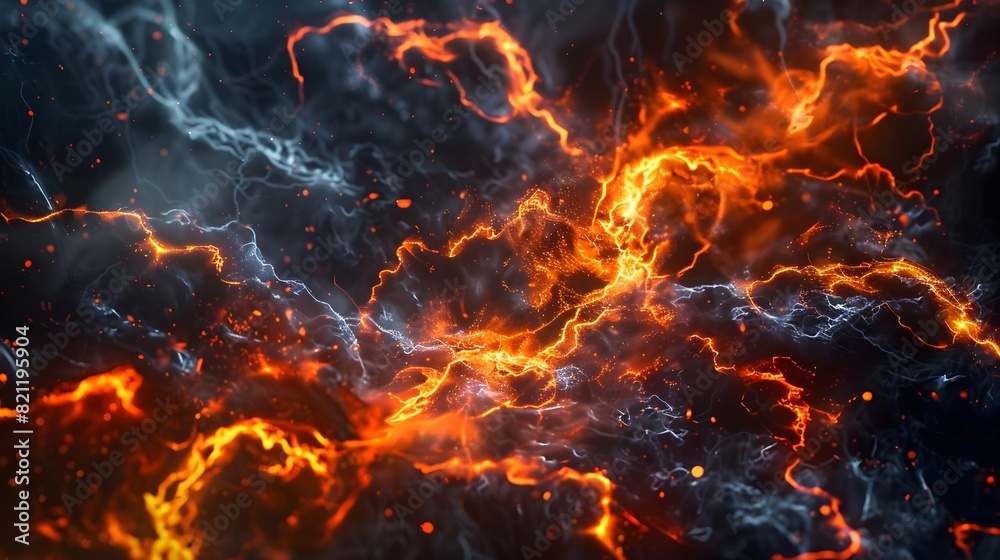 Abstract glowing flame drops in electric illumination Abstract glowing flame drops in electric illumination