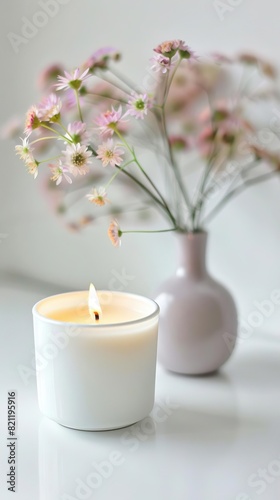 One scented candle, white background