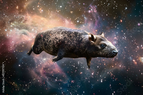 a tapir floating in space photo