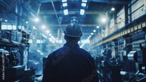 Engineer in hard hat at industrial plant