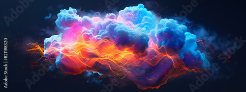 Neon-Infused Digital Cloud Art