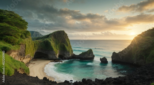 A beautiful Atuh beach at sunrise in nusa penida, bali