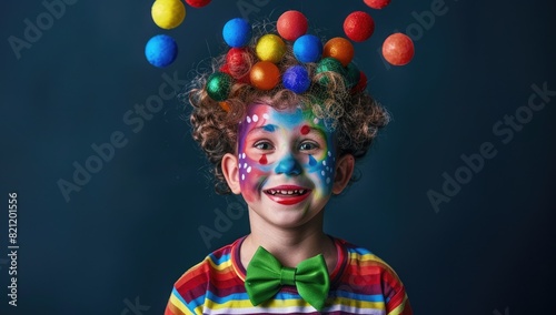 Happy Kid in Clown Costume