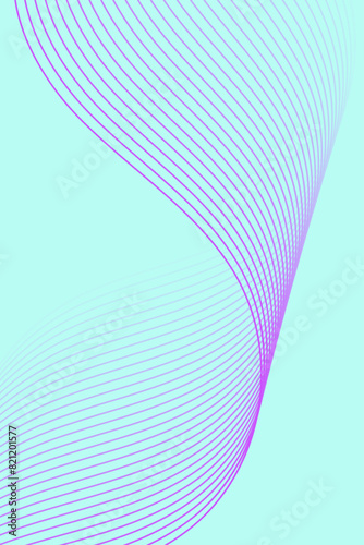 Abstract background with waves for banner. Standart poster size. Vector background with lines. Element for design isolated on blue. Purple and blue gradient. Brochure, booklet. Summer, spring