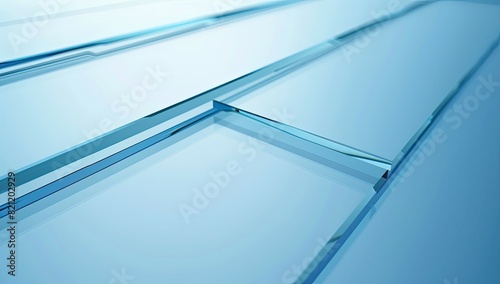 Abstract Blue Glass Panels.