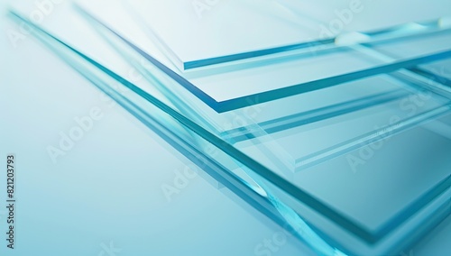 Abstract Blue Glass Panels.