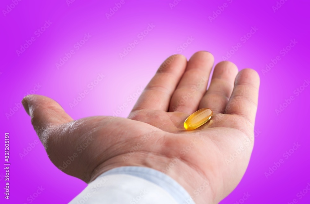 Medical pill in woman hand. Medical concept Medical pill in woman hand. Medical concept