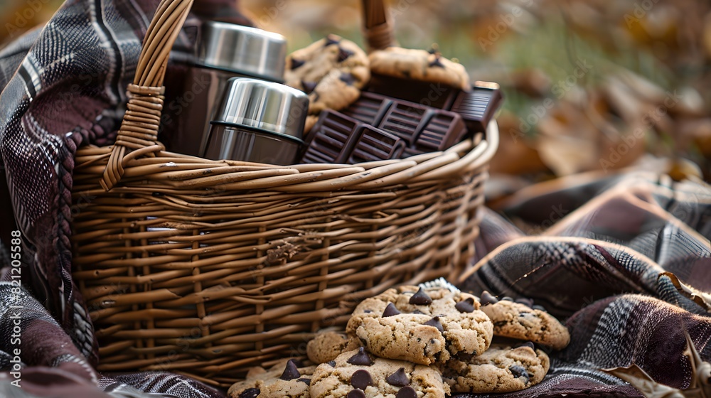 Obraz premium Picnic Perfection Photograph a wicker basket filled whit cookie
