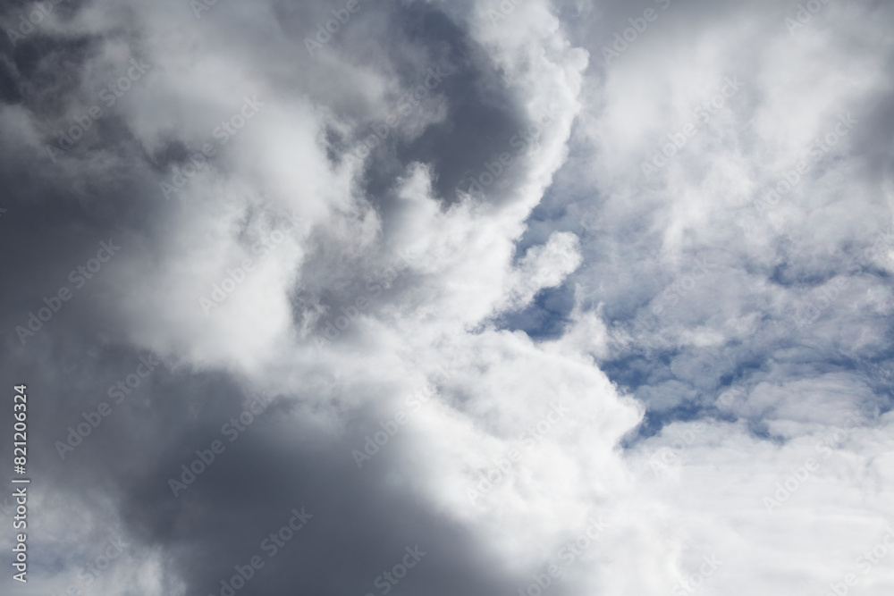 Formation of cumulonimbus clouds, inside dense cumulus clouds.