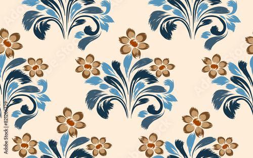 Floral embroidery design, ethnic pattern for background or tapestry. Ideas for designing patterns for textiles, batik, curtains, clothing or decorations. Vector illustration © Natt
