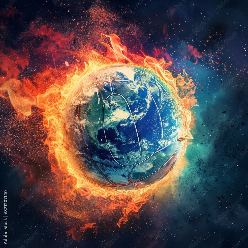 Global Sportsmanship and Unity Visual: Volleyball Merging with Earth Depiction for Posters and Designs Global Sportsmanship and Unity Visual: Volleyball Merging with Earth Depiction for Posters and Designs