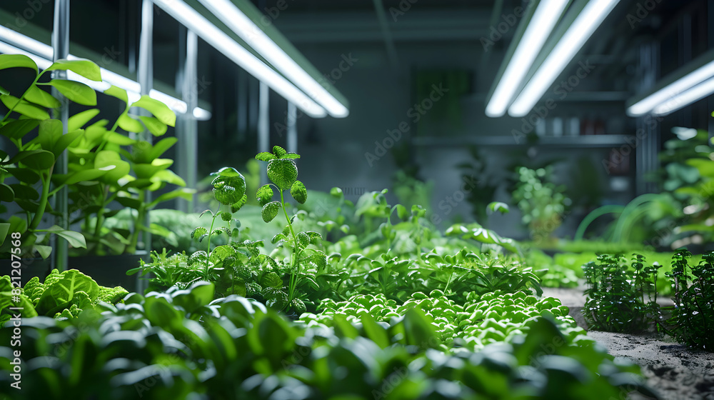 Photo realistic Smart office garden with hydroponics: Futuristic workspace integrating nature and technology for healthier work environment Photo realistic Smart office garden with hydroponics: Futuristic workspace integrating nature and technology for healthier work environment