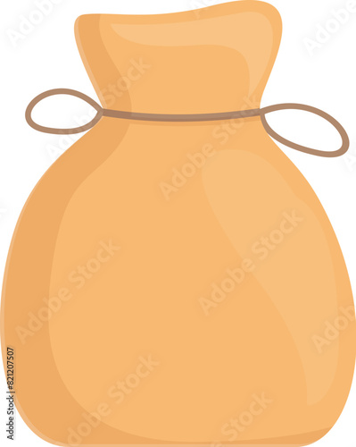 Cartoon money bag illustration with vector clipart of a secure beige sack full of cash, symbolizing financial prosperity and economic wealth in banking and investment