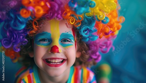 Playful Clown Child with Balloons