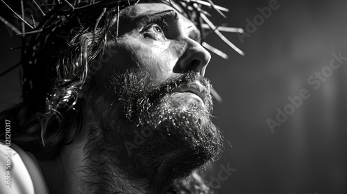 Jesus Christ with a crown of thorns on his head