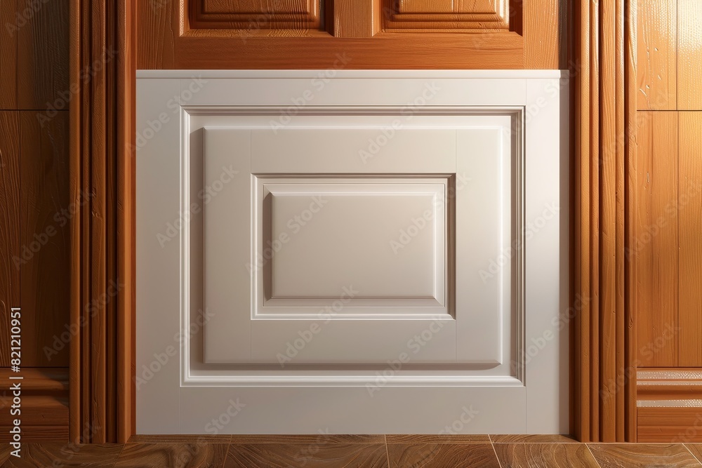 Vector Art of A white doormat with a small, centered logo.,3d clay material design Vector Art of A white doormat with a small, centered logo.,3d clay material design