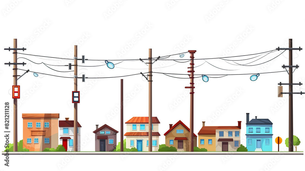 Fototapeta premium Utility pole isolated on pure white background 