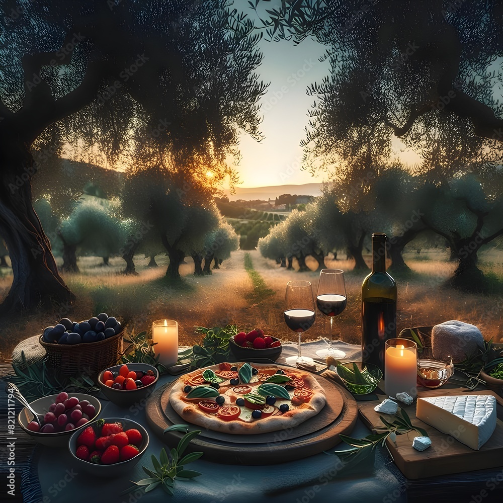 picnic with pizza and wine picnic with pizza and wine