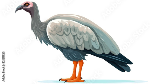 A lone vulture on a stark white background 