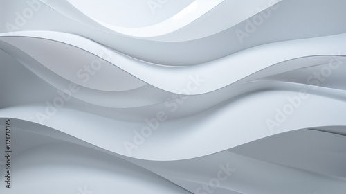 A white background featuring an abstract curved design resembling paper edges.