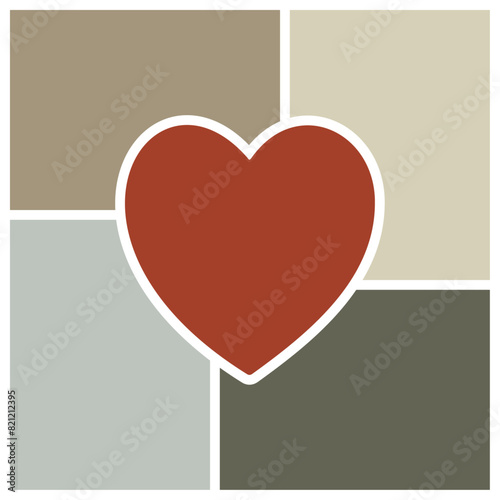 Photo collage layout with heart in the middle | Empty photo collage grid for interior design | Vector collage layout for photo montage | Heart shape photo collage