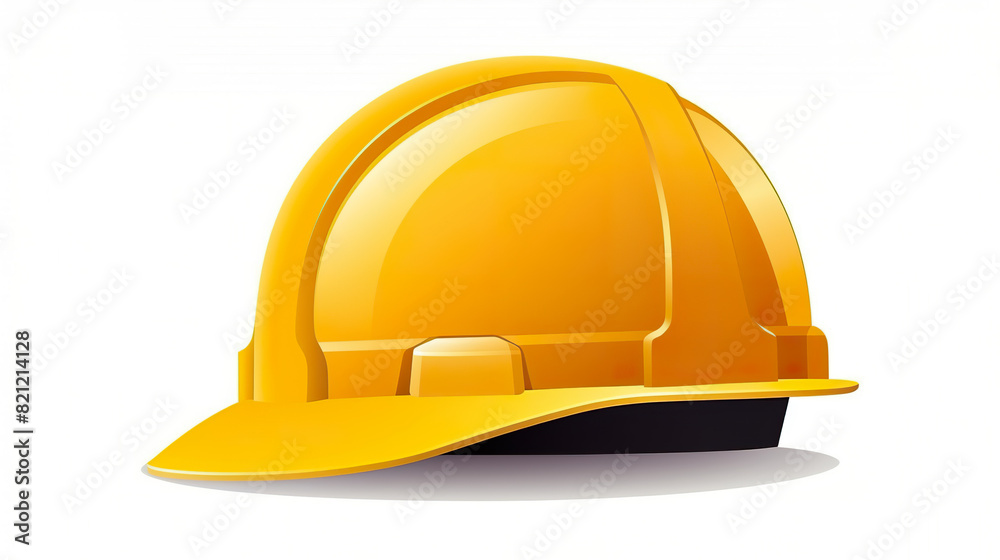 Fototapeta premium A yellow safety helmet set apart against a blank white background