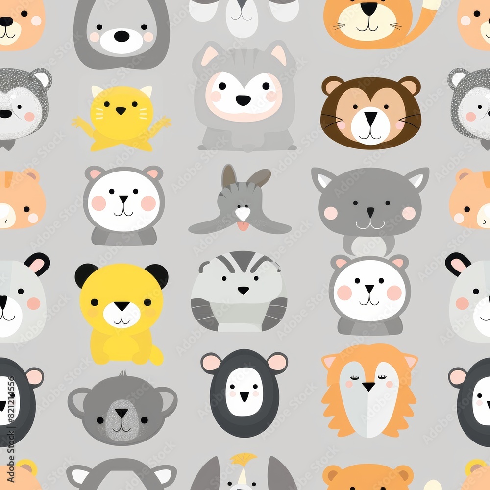cute animals,flat vector style, seamless overlay image, pattern cute animals,flat vector style, seamless overlay image, pattern