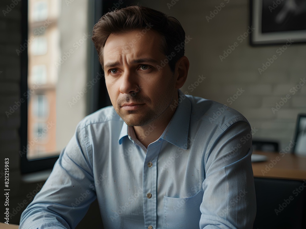 a business man who is pondering the future of his business a business man who is pondering the future of his business