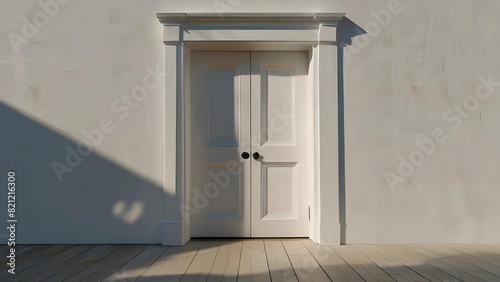 Modern white door. white wall