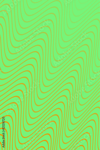 Abstract background with waves for banner. Standart poster size. Vector background with lines. Element for design isolated on green. Orange and green gradient. Brochure, booklet. Summer, spring