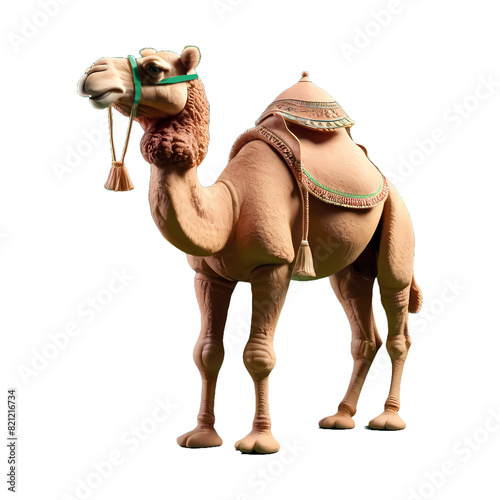 Isolated Desert Animal Camel 3D Rendered with Transparent Background