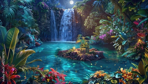 Tropical Oasis Under the Moon