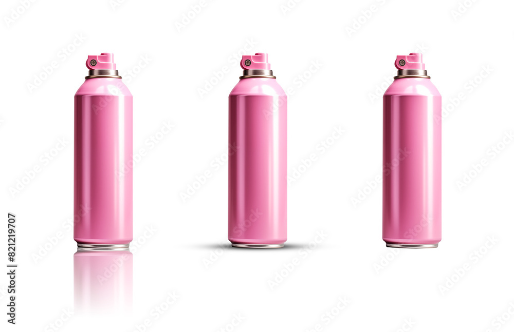 Set of Pink 3D blank spray cans. With reflection and shadow options. Mockup of aerosol. Metal can. Isolated transparent background PNG. Deodorant, Graffiti paint can. Aluminium. Set of Pink 3D blank spray cans. With reflection and shadow options. Mockup of aerosol. Metal can. Isolated transparent background PNG. Deodorant, Graffiti paint can. Aluminium.