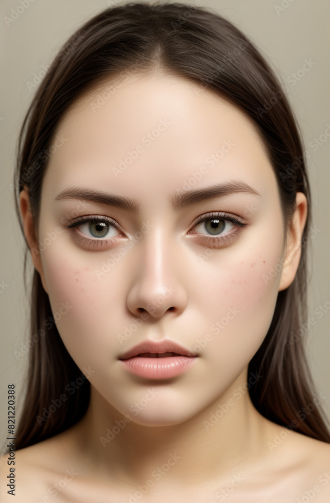 Soft portrait of a young woman with caramel eyes and natural makeup Soft portrait of a young woman with caramel eyes and natural makeup